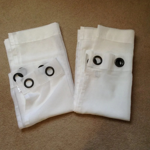 JC Penney Home 2 White Sheer Window Panels Curtains Drapes Grommet Top 84" x 50" - Picture 5 of 7